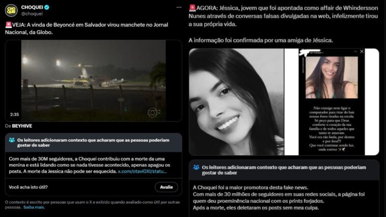 Mulher alvo de fake news da Choquei se suicida após repercussão