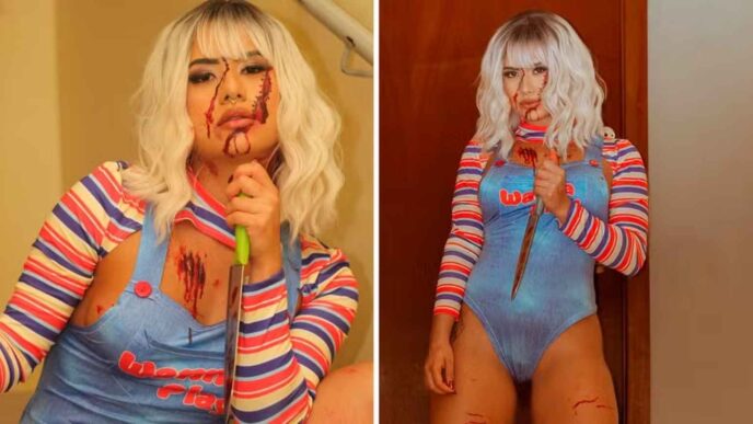 Miss Bumbum polemiza ao usar sangue de menstruação em fantasia de Chucky