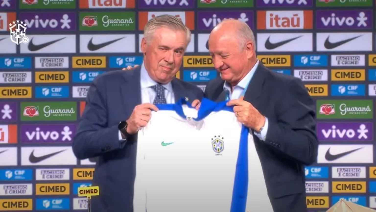 Parreira e Felipão dão boas-vindas a Carlo Ancelotti como novo técnico da Seleção Brasileira